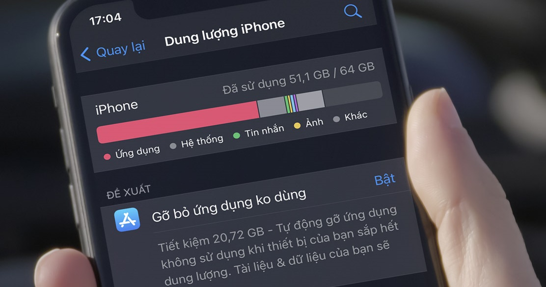 Tính năng "Gỡ bỏ ứng dụng không dùng" hay "Offload app"